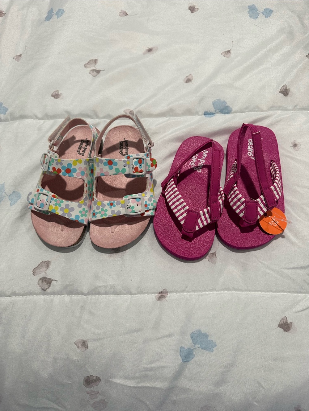 jumping beans Floral Print Buckle Sandals and Magenta Flip-Flops Set